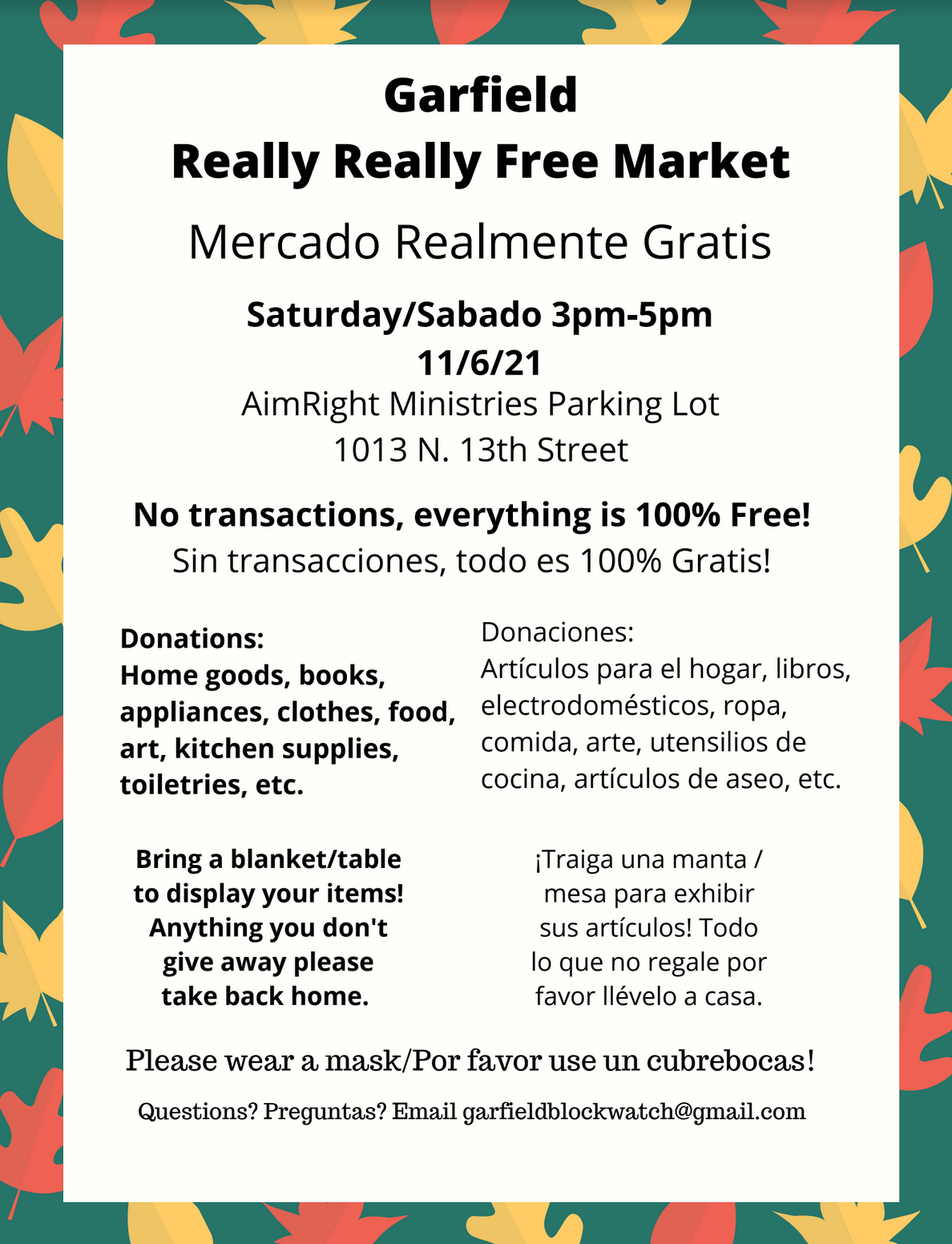 Garfield Really Really Free Market – 11/6